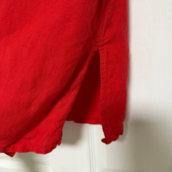 Jennifer Women Coral Red Sequin Embroidered Linen Blend Sleeveless Top Size 16 - Picture 7 of 16